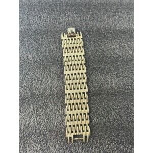 Vintage Coro Gold Tone Gate Link Bracelet Textured Wide Statement Costume